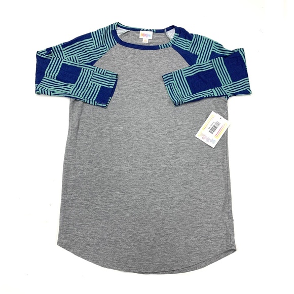 LuLaRoe Tops - 5/$25 LuLaRoe Gray Randy Tee with Abstract Sleeves